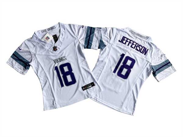 Women%27s Minnesota Vikings #18 Justin Jefferson White 2024 F.U.S.E Winter Warrior Limited Jersey(Run Small)->women nfl jersey->Women Jersey